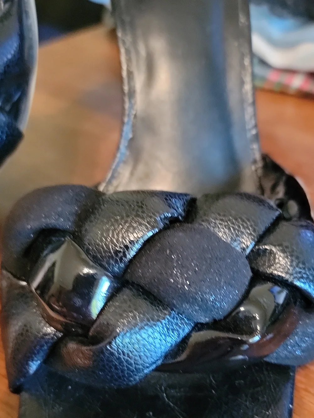 Women’s Black Braided Open-Toe High Heel Sandals